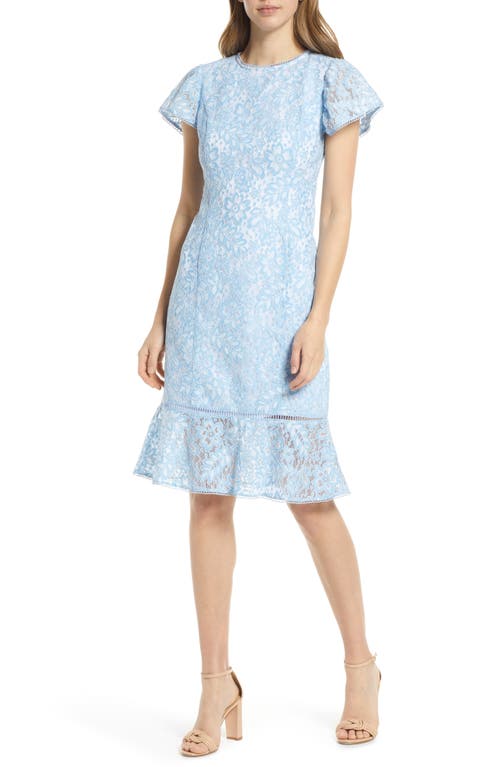 Rachel Parcell Short Sleeve Lace Dress in Bluebell/White, Size Large