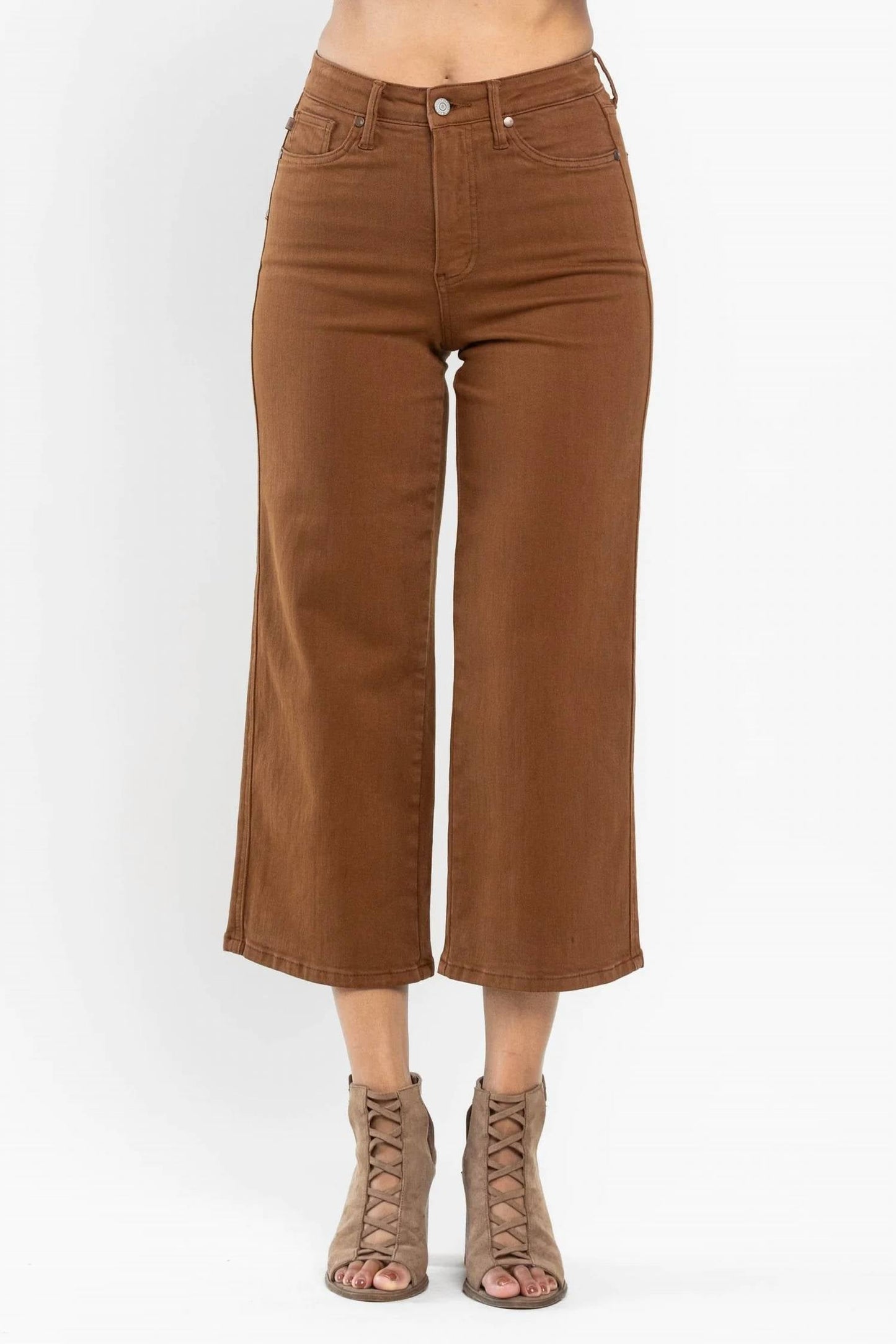 Judy Blue - High Waist Tummy Control Garment Dyed Wide Crop Jeans