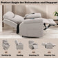 Chriki Beige Chenille & Black Finish Power Recliner with Lift, Heating, and Massage