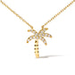 10K Yellow Gold 1/10 Cttw Round Diamond Palm Tree 18" Inch Pendant Necklace (H-I Color, I1-I2 Clarity)
