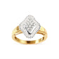 10K Yellow Gold 1/2 Cttw Round And Baguette-cut Diamond Rhombus Head and Halo Ring (I-J Color, I1-I2 Clarity) - Ring Size 7