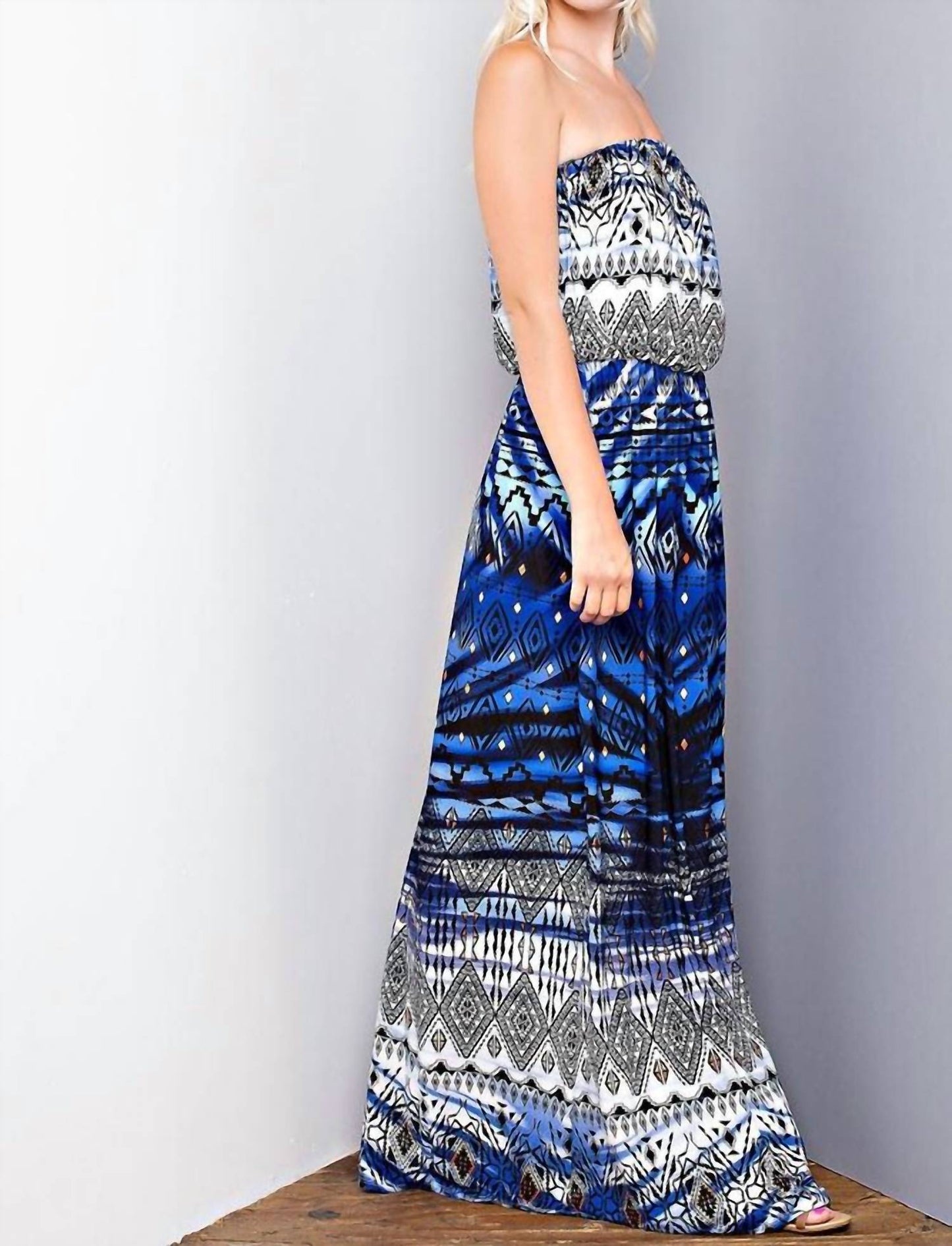 143 Story - Aztec Strapless Maxi Dress