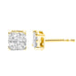 10K Yellow Gold Plated .925 Sterling Silver 1.0 Cttw Princess-Cut Diamond Composite Multi Stone Stud Earrings (J-K Color, SI2-I1 Clarity)