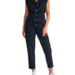 Elan - Buttoned Front Sleeveless Jumpsuit