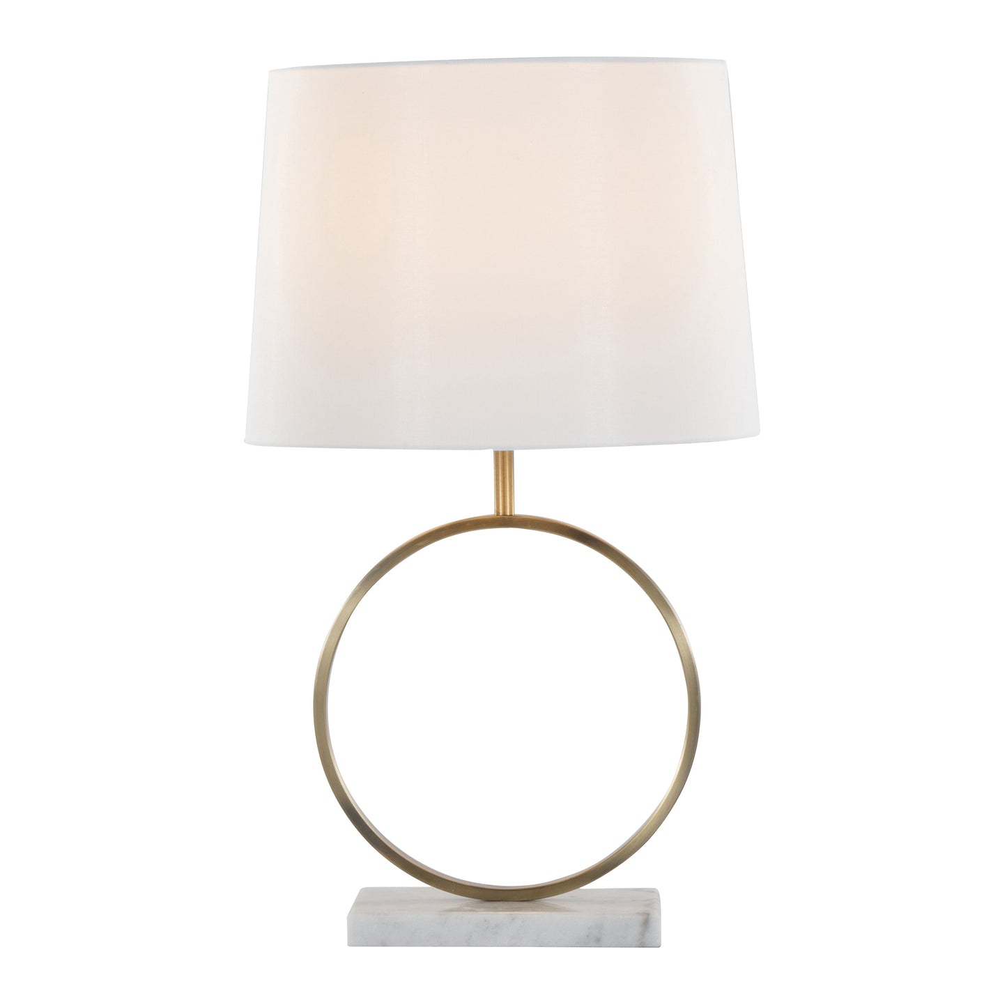 Moon Contemporary Table Lamp in White Marble, Gold Metal and White Shade