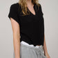 Blu Pepper - Split Neck Short Sleeve Sweater