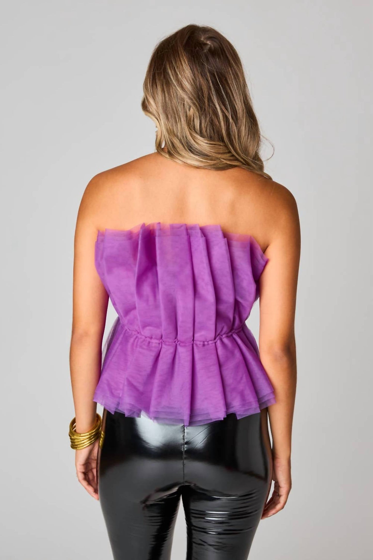 Buddylove - Giselle Iris Pleated Tulle Strapless Crop Top