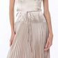 Aakaa - Sleeveless Tie Front Waisted Pleat Maxi Dress