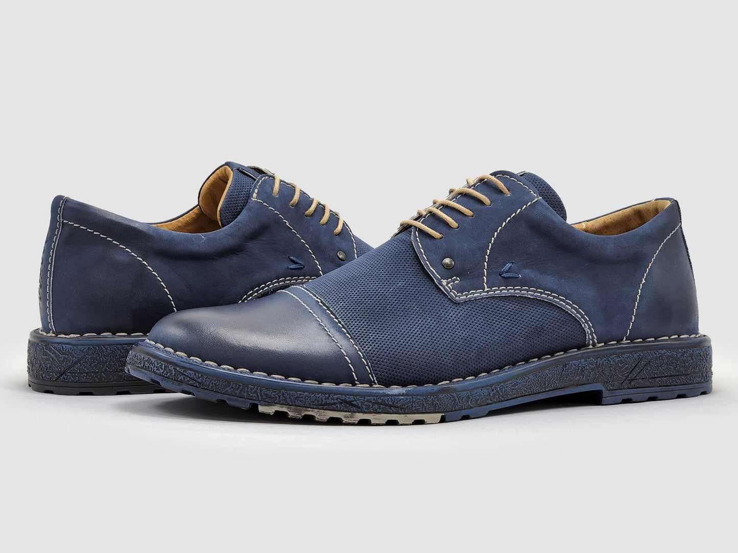 Kcr Group - Men's Derby Toe-Cap Leather Dress Shoes