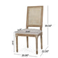 French Country Dining Chair With Rectangular Cane Backrest And Smooth Upholstered Seating