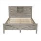 3-Pieces Bedroom Set Queen Size Farmhouse Platform Bed with Storage Headboard and Charging Station