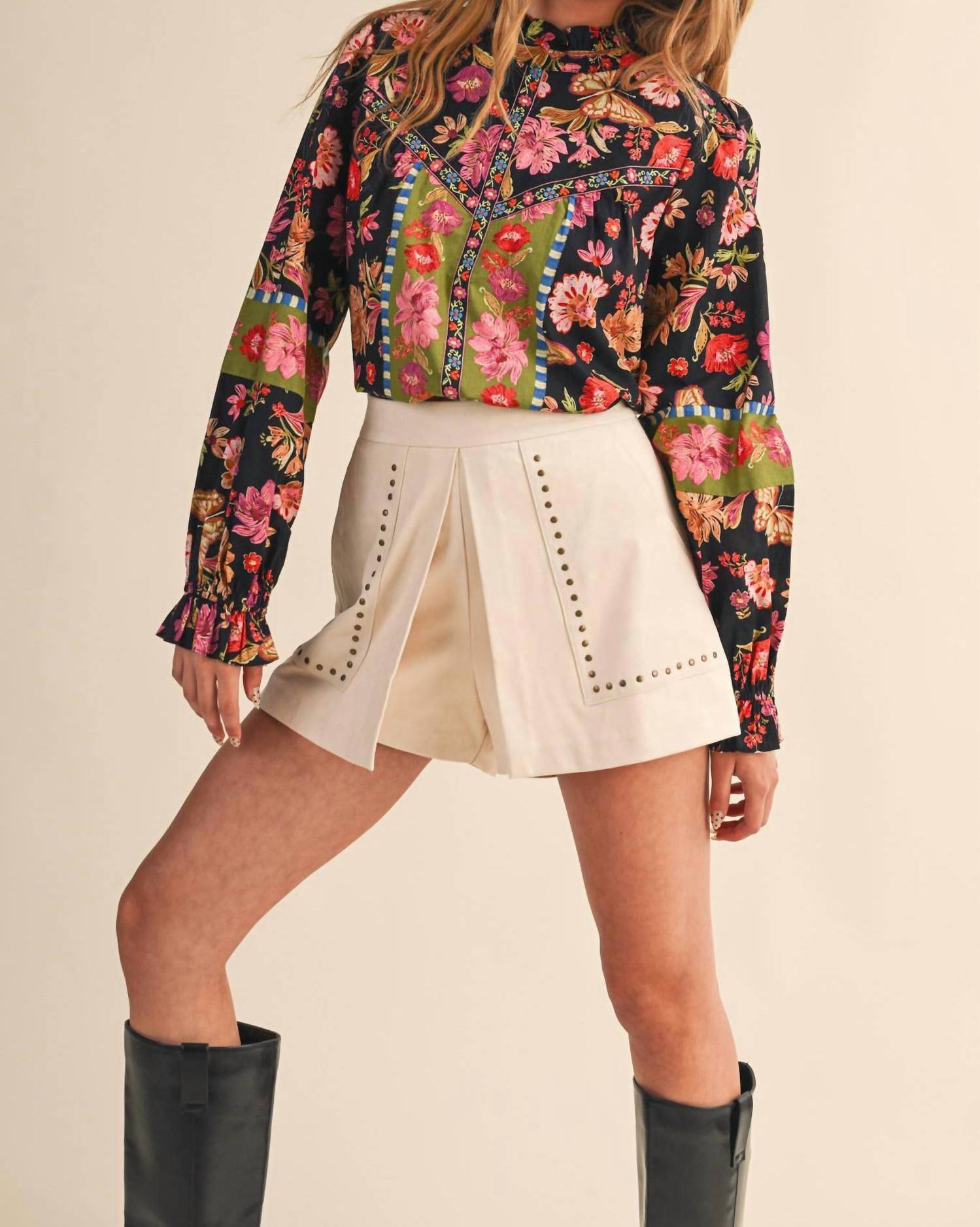 &Merci - Printed Border Trim Top