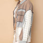 Pol - Oversized Contrast Lace Crochet Collared Button Down Shirt
