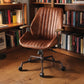 Brancaster Aluminum Top Grain Leather Office Chair - Coffee