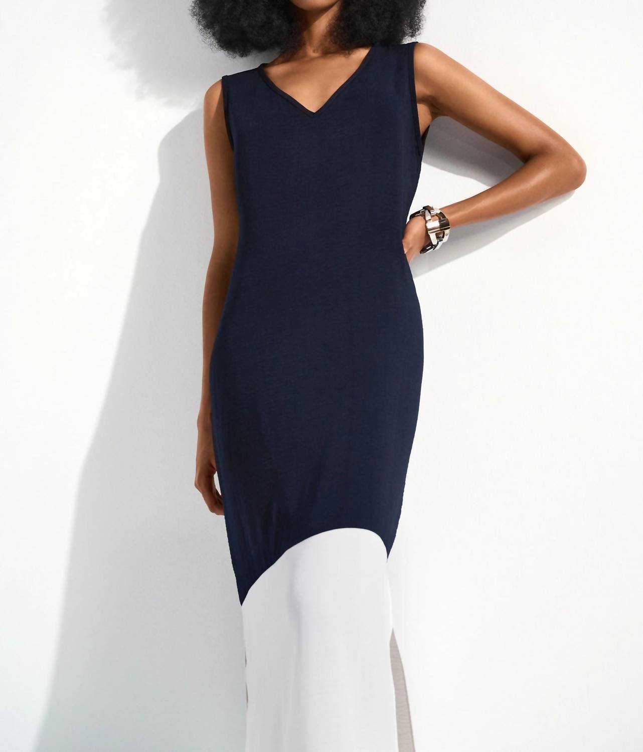 Joseph Ribkoff - Block V-neck Sleeveless Maxi Dress