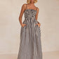 Smocked Striped Square Neck Cami Dress