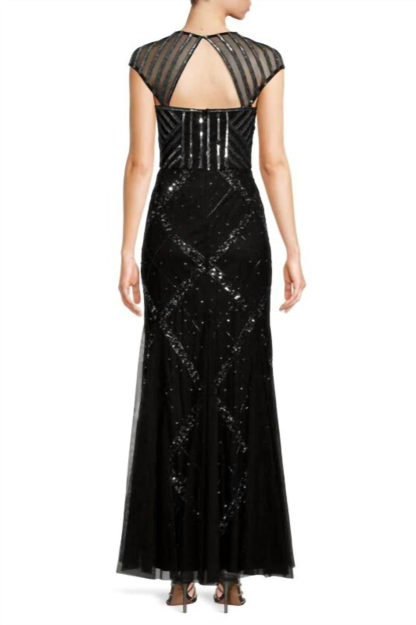 Adrianna Papell - Beaded Cap Sleeve Gown