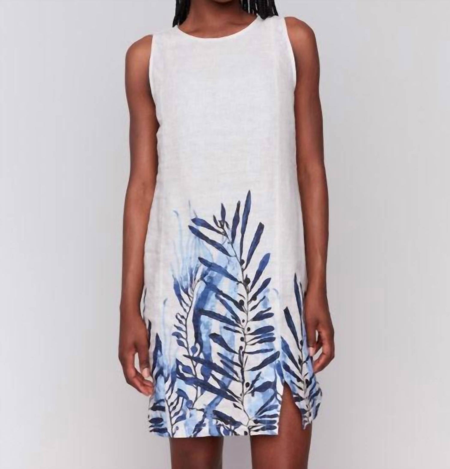 Charlie B - Printed Sleeveless Linen Blend Dress