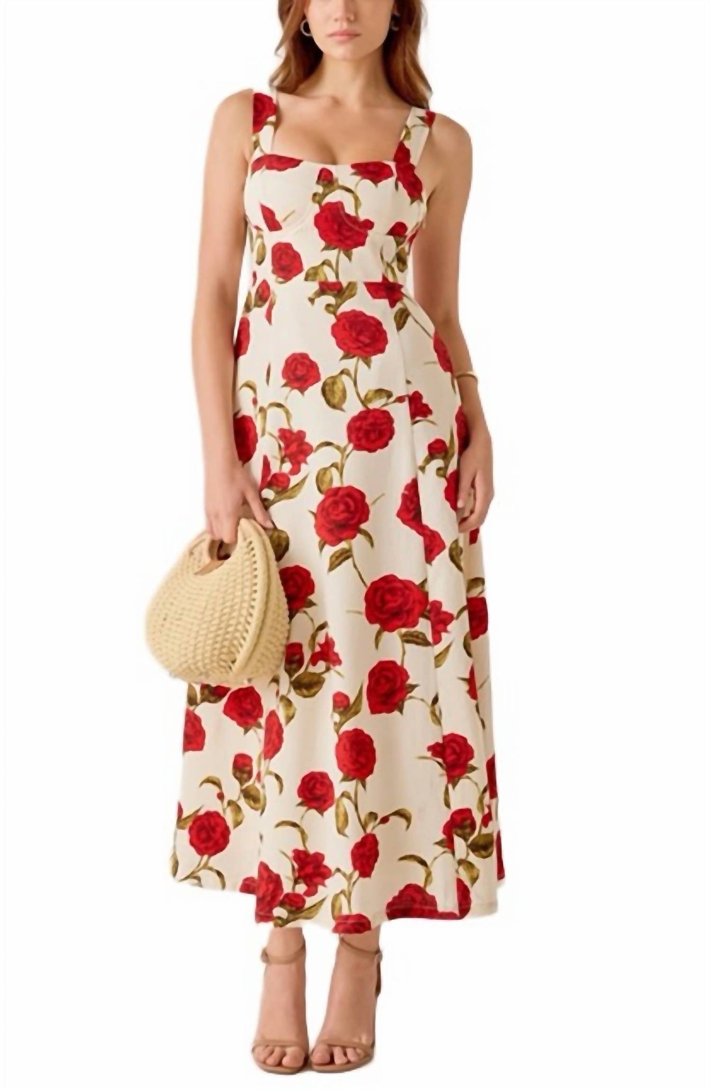 2.7 August Apparel - Rose Print Maxi Dress