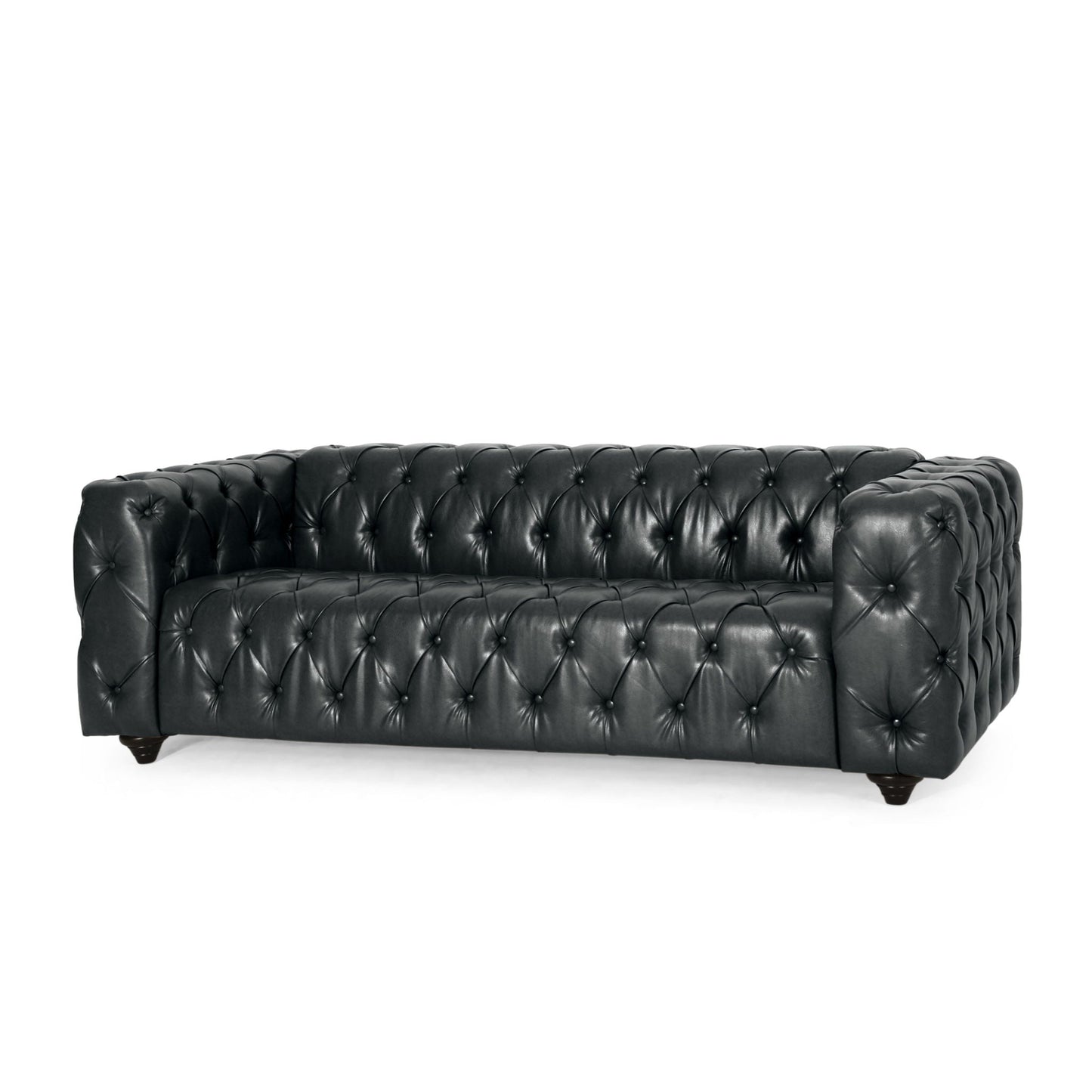 Comfy 3 Seat Sofa with Wooden Legs for Living Room and Study - Black
