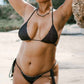 Gigizara - Cowrie Reversible Triangle Bikini Top 2-in-1 with Gold Detail
