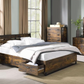 Rustic Oak & Black Finish King Bed with Storage