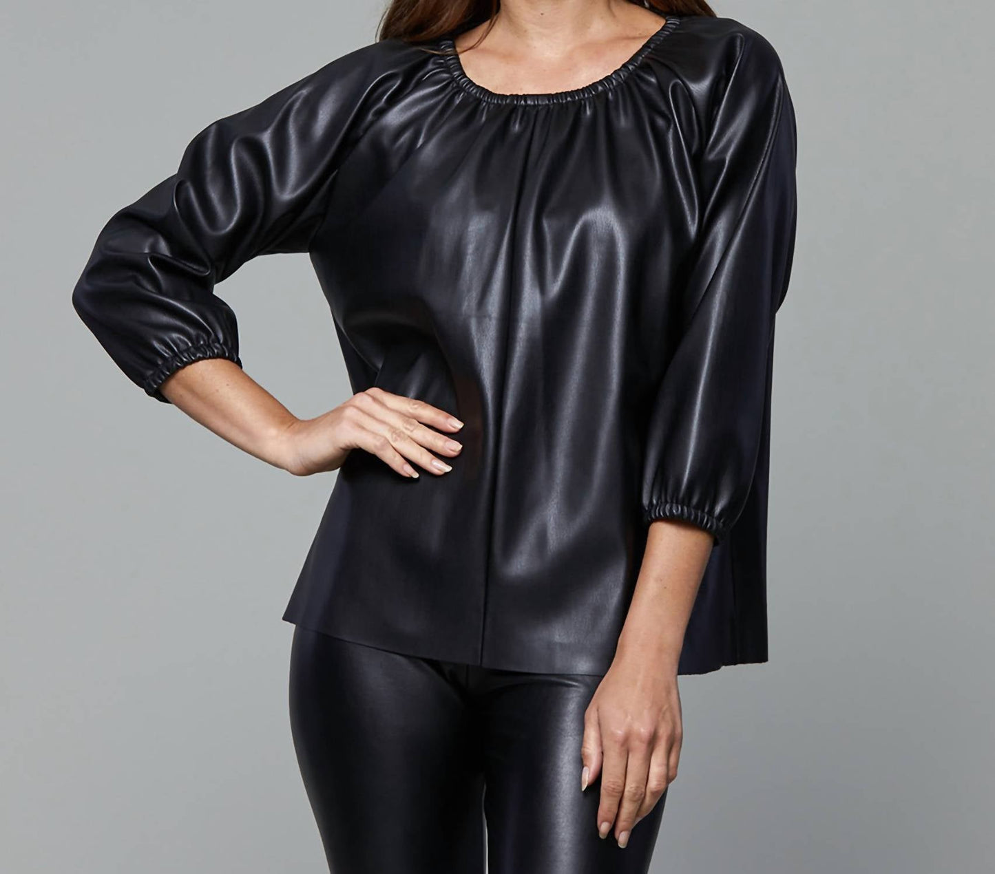 Dolce Cabo - Blakely Faux Leather Puff Sleeve Top