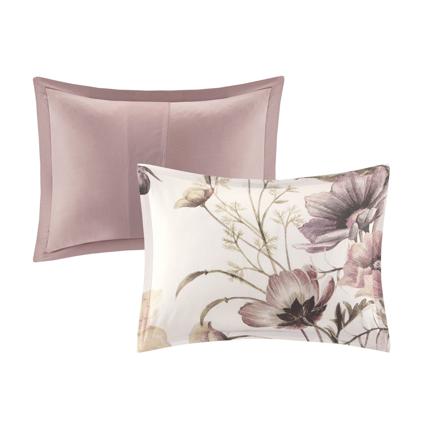 8 Piece Cotton Printed Comforter Set Blush Queen