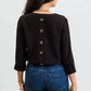 Blu Pepper - Split Neck Back Button Three Quarter Tab Sleeve Top