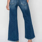 Risen - Full Size High Rise Patch Detailed Wide Leg Crop Jeans