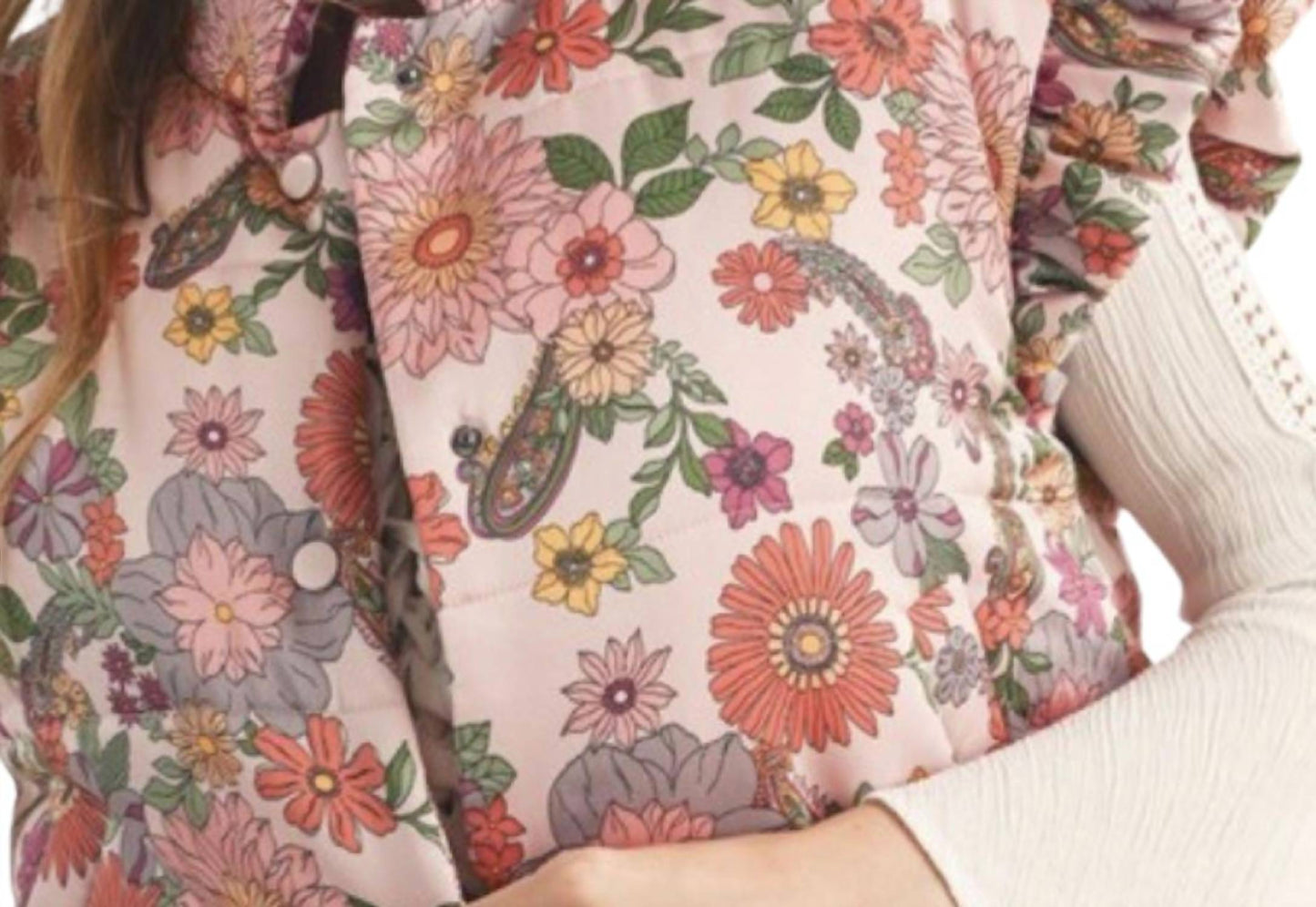 &Merci - Flutter Sleeve Floral Puff Vest