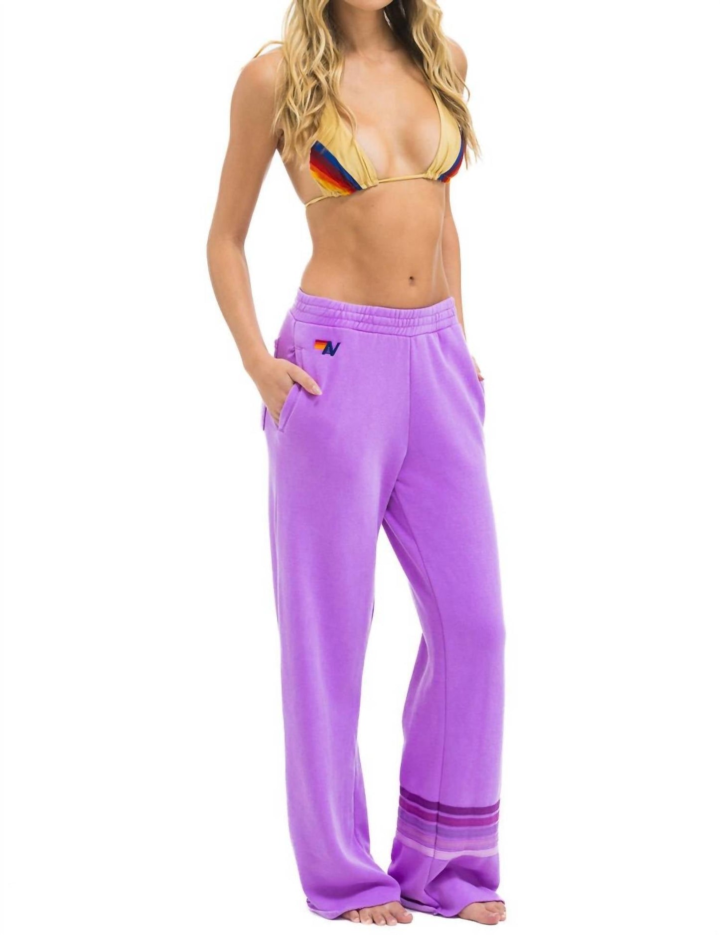 Aviator Nation - Rugby Stitch Wide Leg Pocket Sweatpant