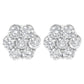 Sterling Silver 2 cttw Floral Composite 7 Stone Diamond Stud Earring (I-J, I1-I2)