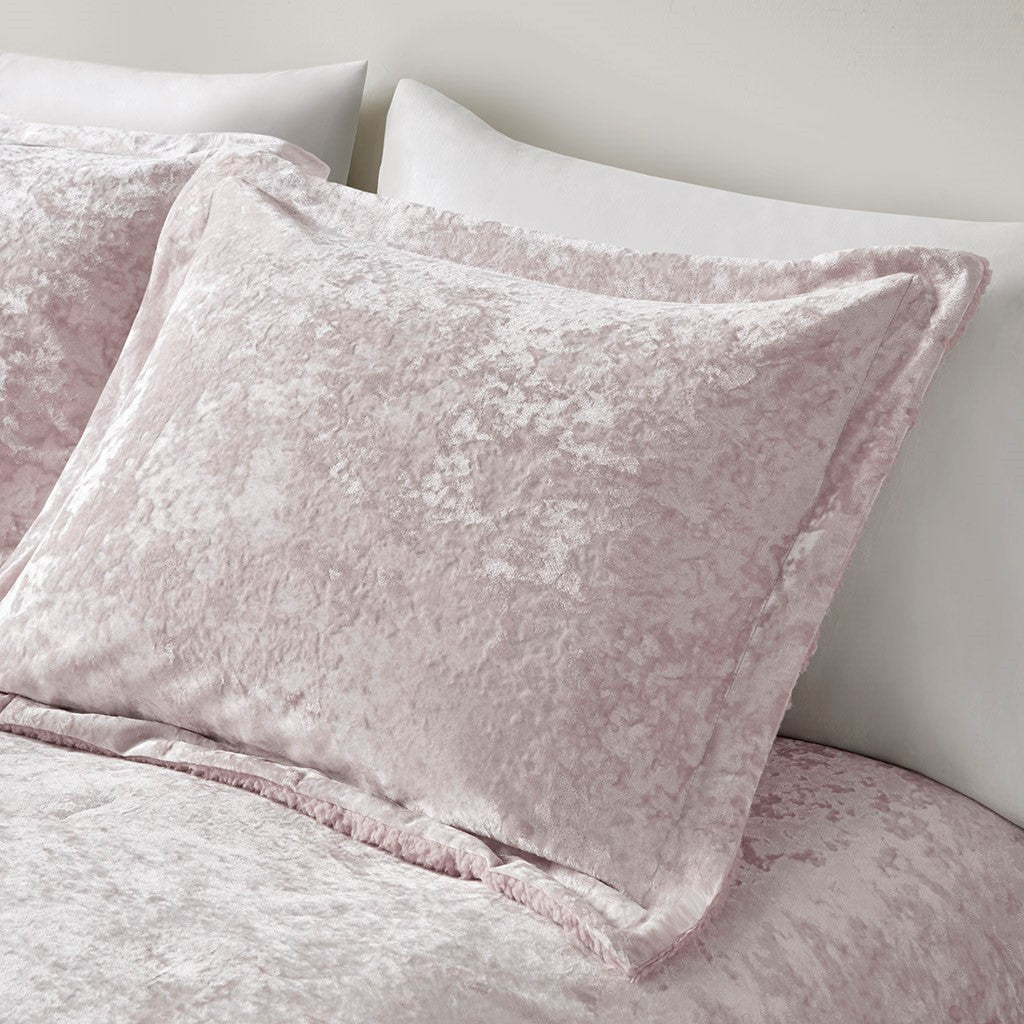 King/Cal King Crushed Velvet Sherpa Reversible Comforter Set