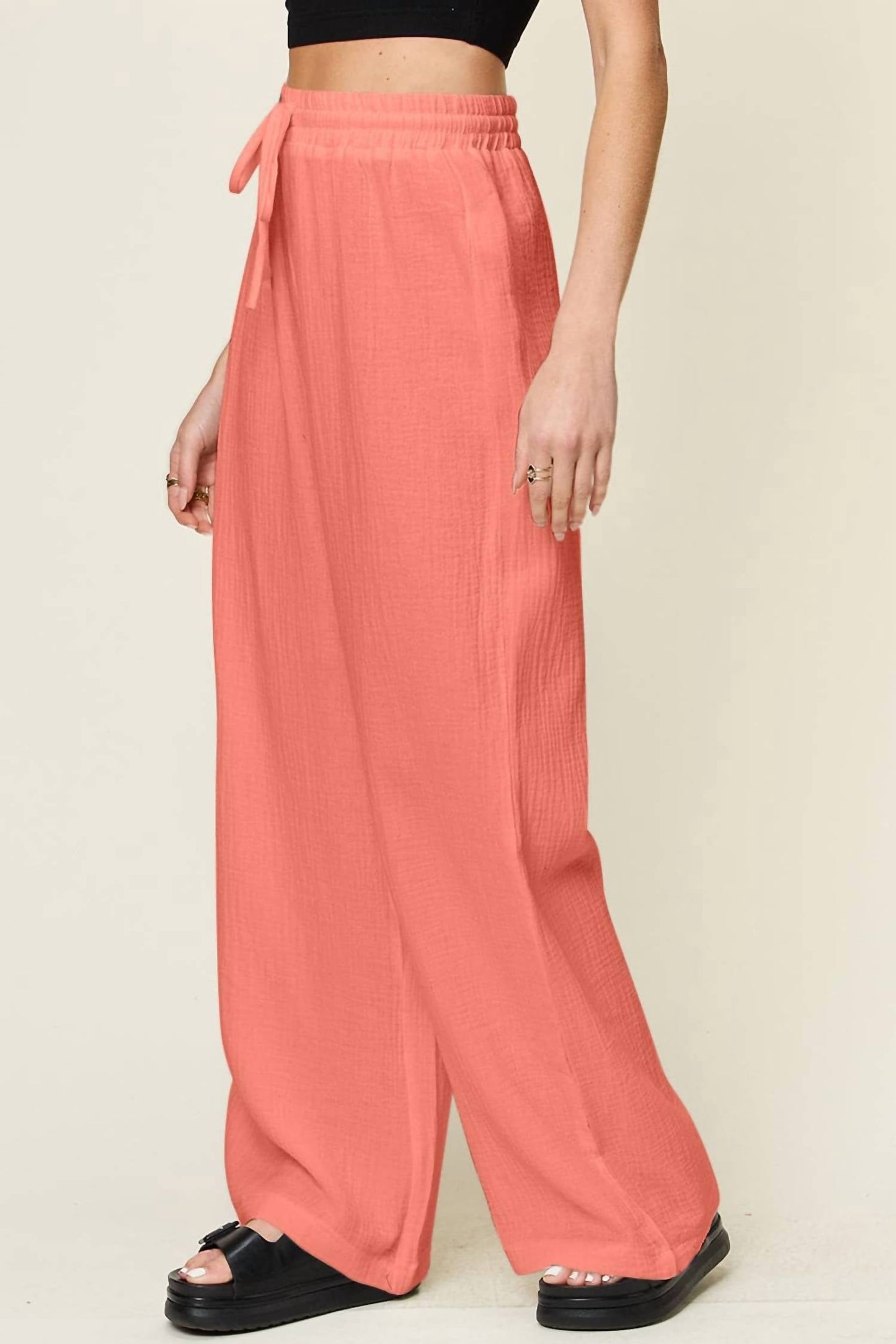 Double Take - Wide Leg Drawstring Pants