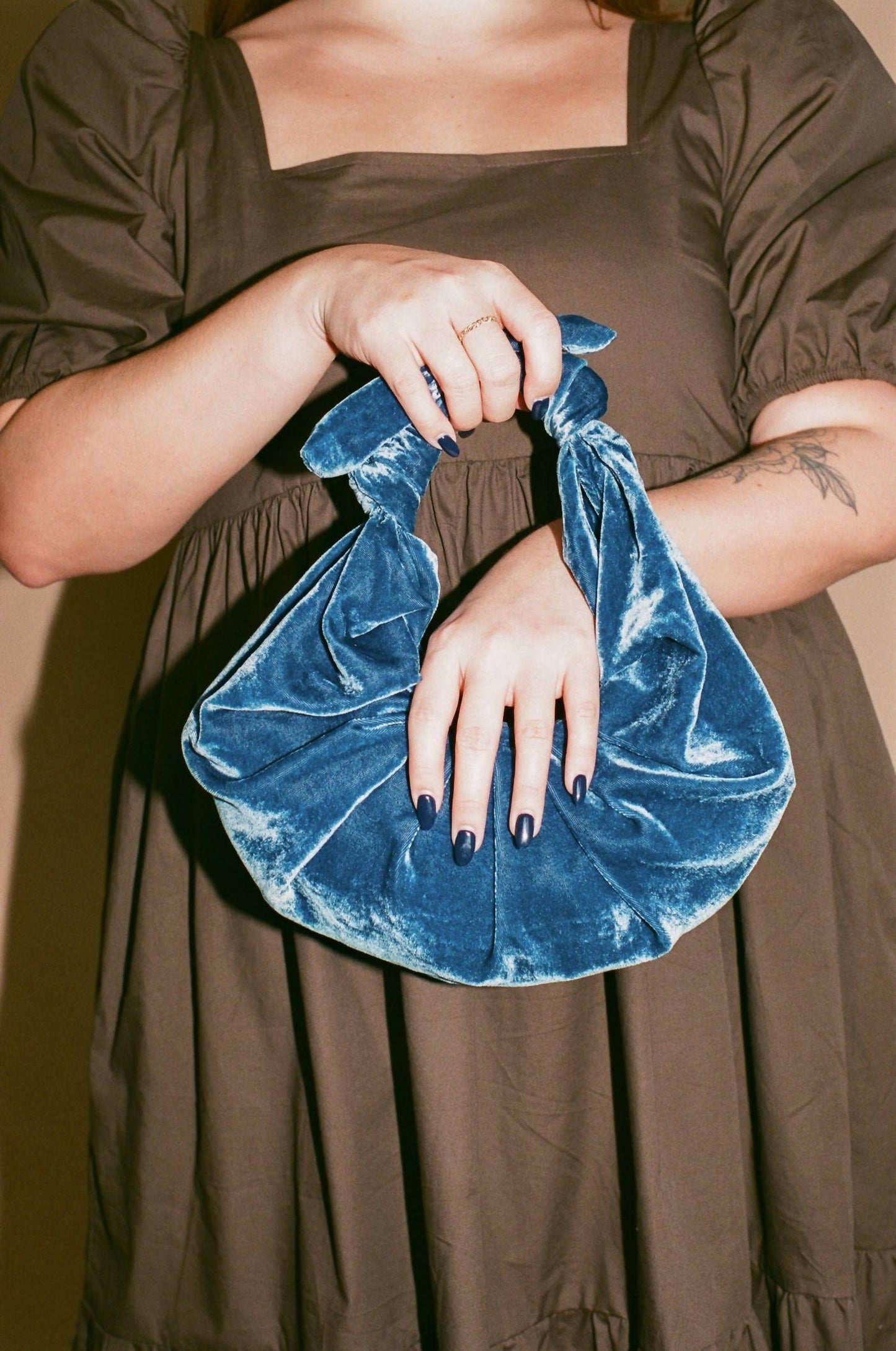 A Bronze Age - Women's Velvet Kiku Croissant Purse