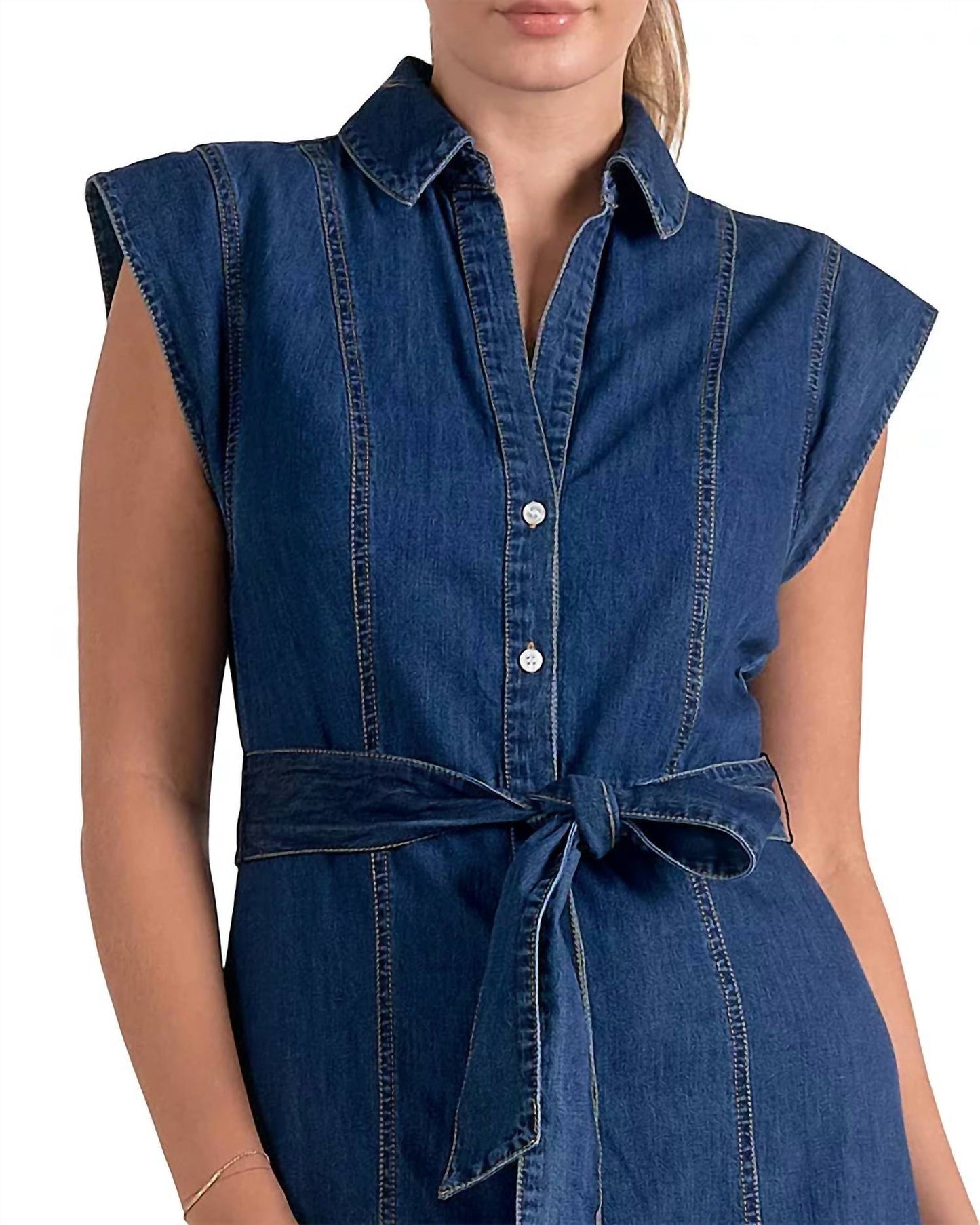 Elan - Cap Sleeve Tie Waist Dress