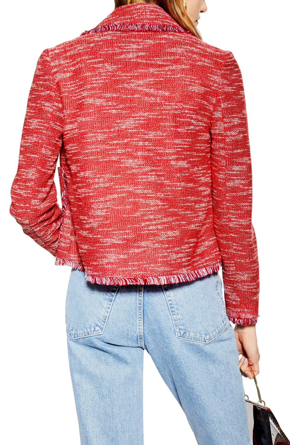 Topshop - Jersey Boucle Open Front Blazer
