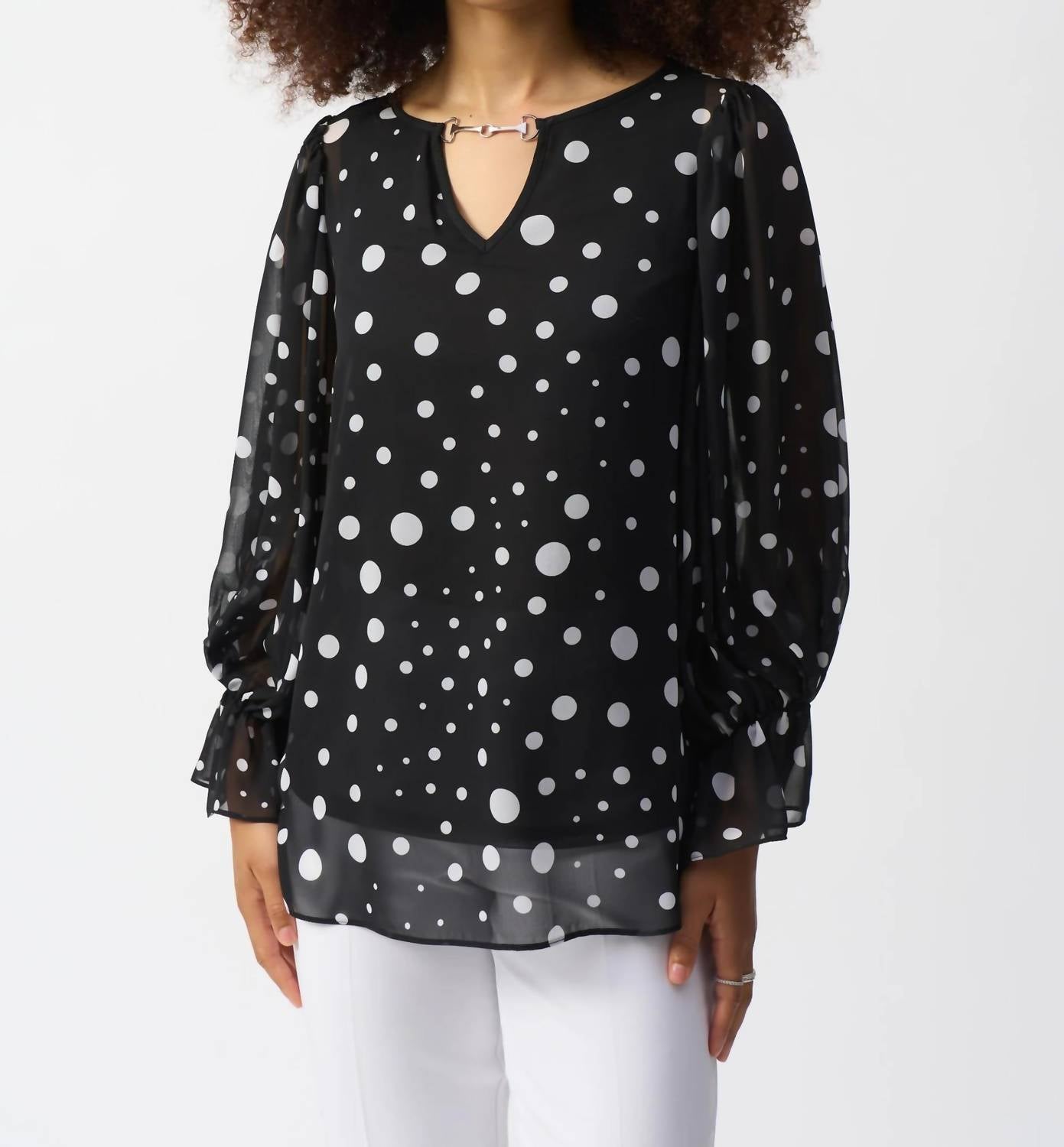 Joseph Ribkoff - Polka Dot Chiffon Top