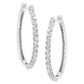 14K White Gold 2.0 Cttw Round Brilliant Cut Diamond Oblong Hinged Leverback Hoop Earrings (I-J Color, I1-I2 Clarity)