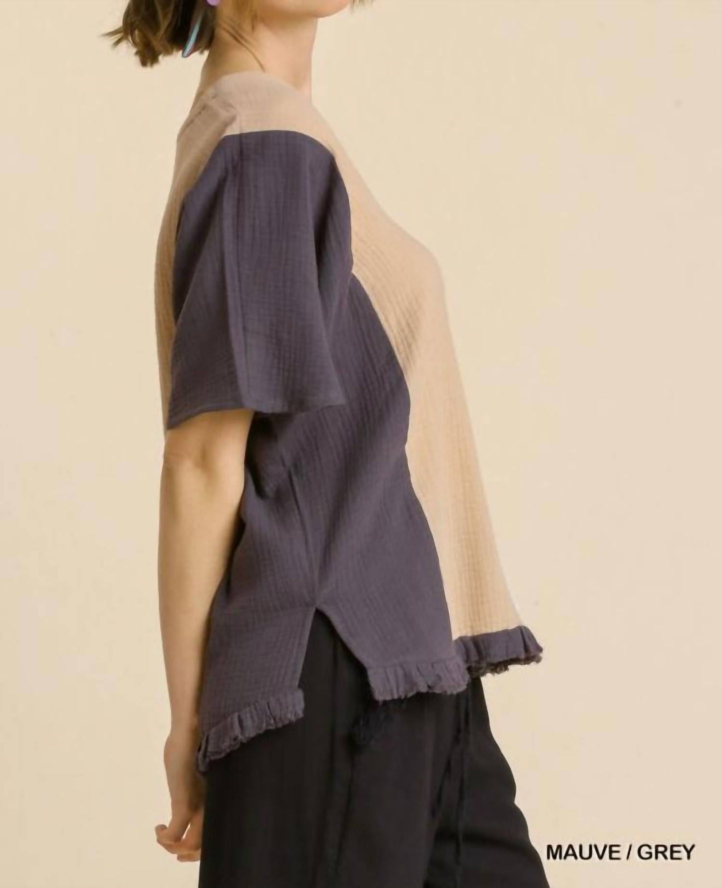 Umgee - Color Block Gauze Top