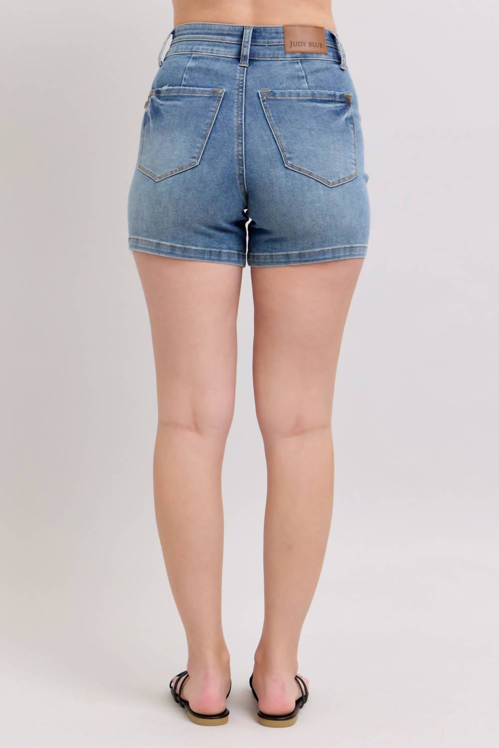 Judy Blue - High Waist Tummy Control Cool Denim Double Waistband Shorts