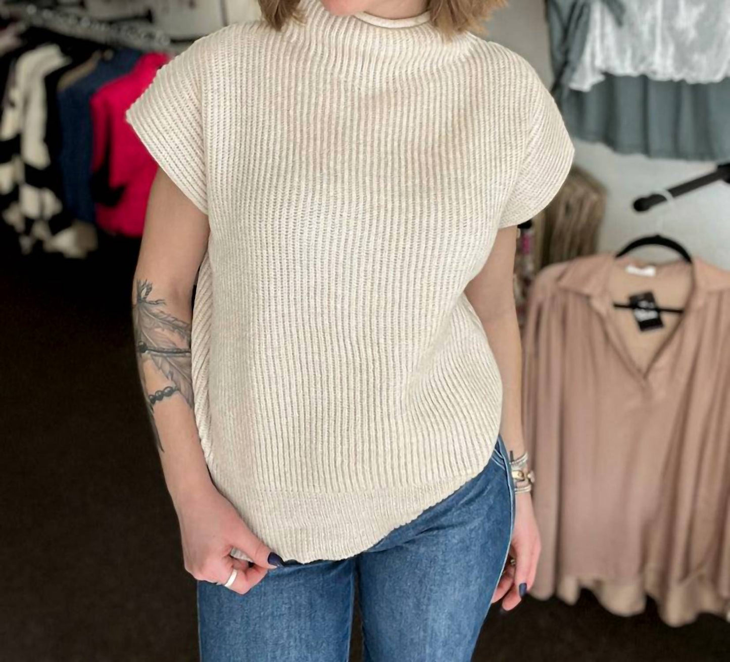 Zenana - Right On Task Mockneck Sweater