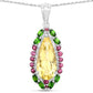 "6.19 Carat Genuine Citrine, Chrome Diopside and Rhodolite Garnet .925 Sterling Silver Pendant