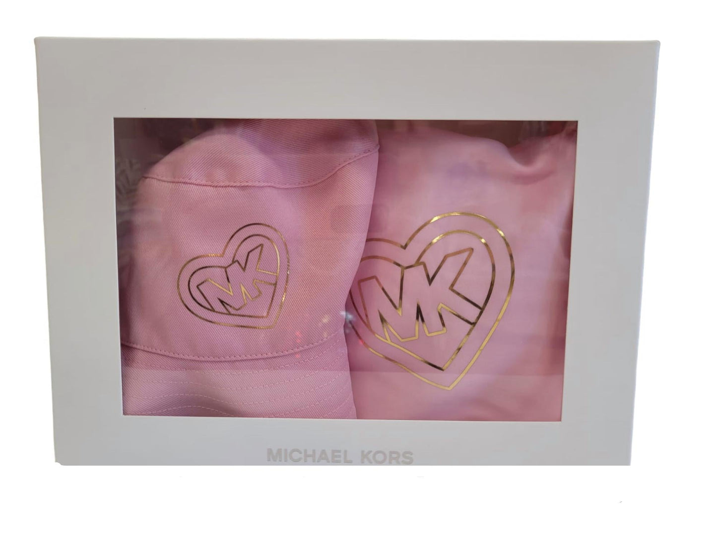 Michael Kors - Girls Monogram Print Swimsuit + Hat Set