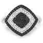 0.56 Carat Genuine White Diamond and Black Diamond .925 Sterling Silver Ring