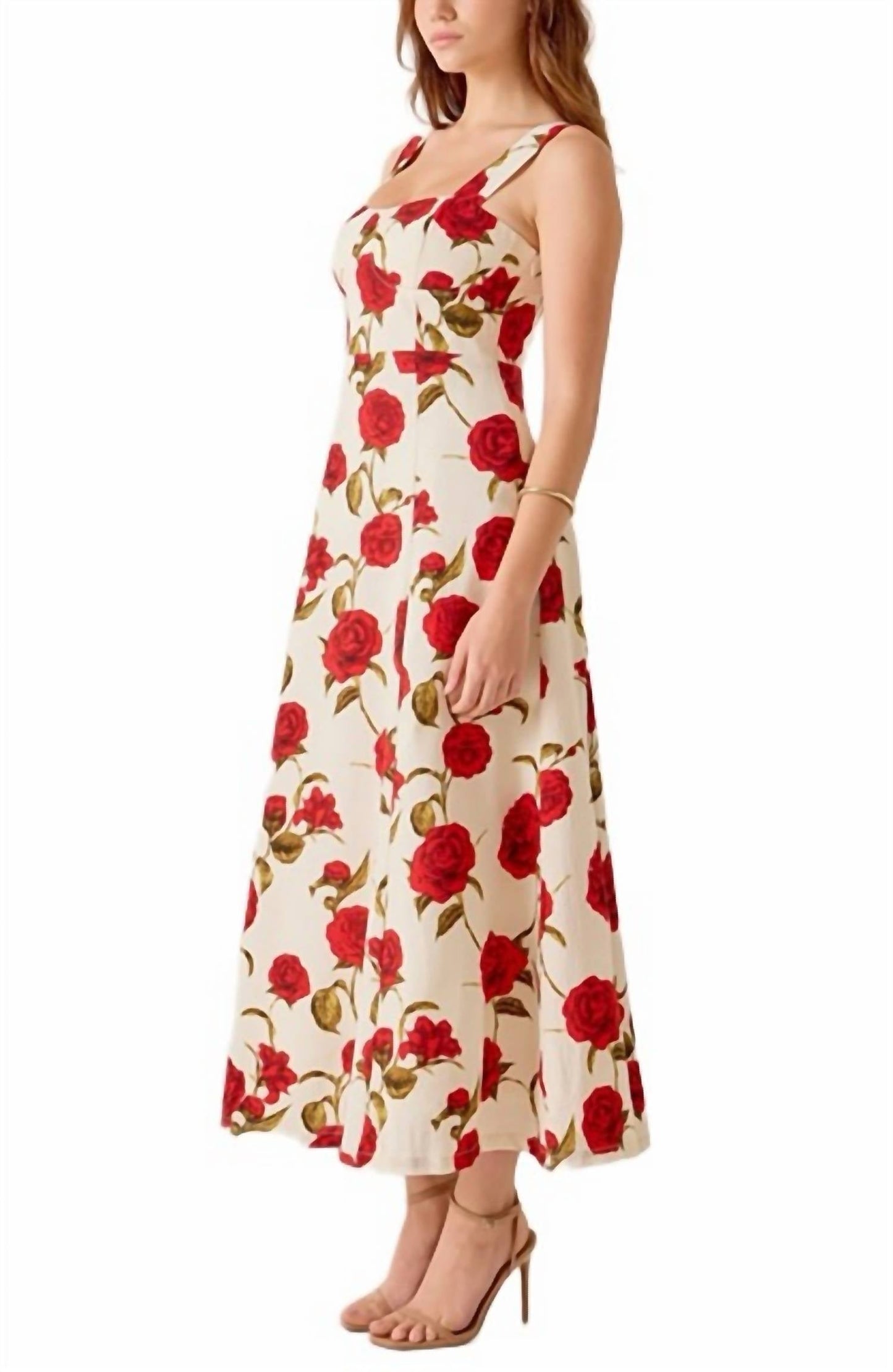 2.7 August Apparel - Rose Print Maxi Dress