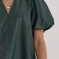 Entro - Diana Faux Leather Puff Sleeve Top