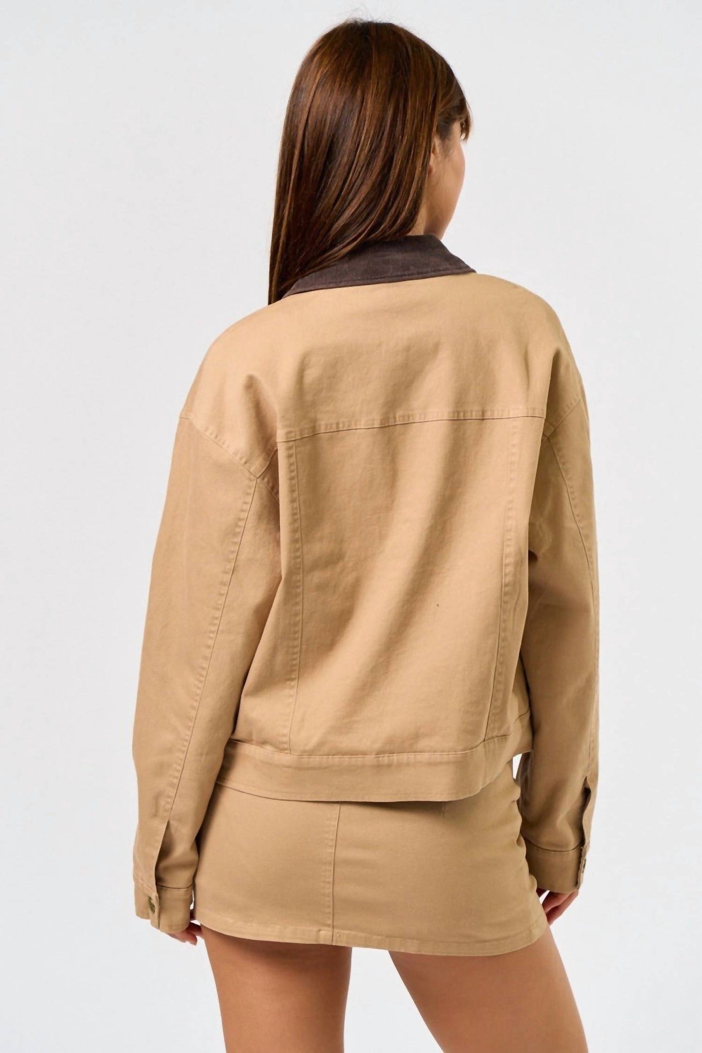 Blue Blush - Corduroy Collar Bomber Jacket
