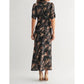 Fun 2 Fun - Leaf Print Satin Midi Dress
